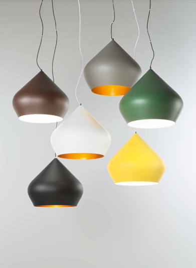 Sospensione metallo giallo interno bianco 1XE27 non incl. D.52cm THOLOS Sospensione metallo giallo interno bianco 1XE27 non incl. D.52cm THOLOS